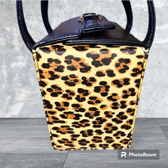 VERSACE Sunburst vanity bag Leopard Hand Bag PVC/Leather yellow/Black with COA - Picture 5 of 14